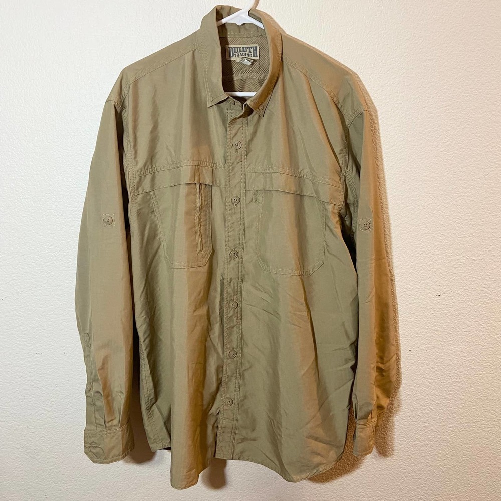 Duluth Trading Co. Large Fishing Shirt Tan CoolPlus